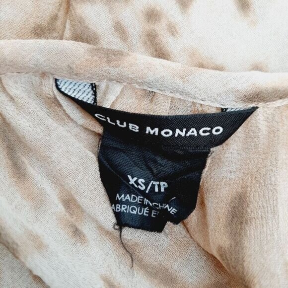 CLUB MONACO 100% Silk Semi-Sheer Lightweight Blouse Top Cheetah Sz XS Flawed - Picture 10 of 15